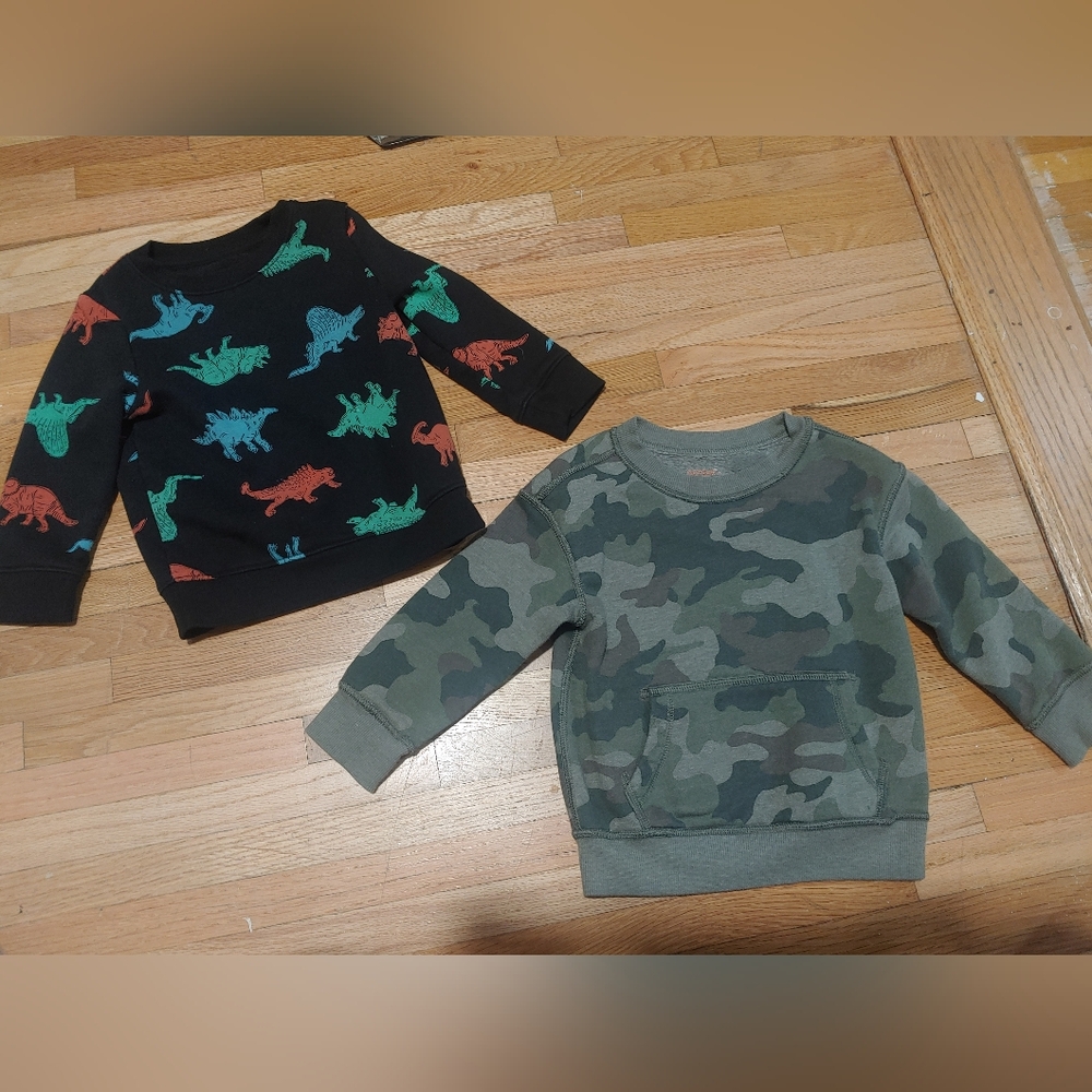 Cat & Jack Kids Dinosaur and Camouflage Sweatshirts / Size 2t